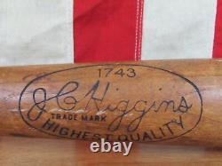 Vintage 1940s JC Higgins Wood Baseball Bat 1743 HOF Jimmie Foxx Collegiate 33