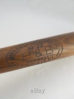 Vintage 1950's H&B J2 Midget League Baseball Bat Hillerich & Bradsby