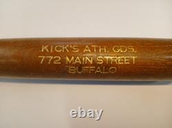 Vintage 1950s Hanna Batrite 15 Mini Bat Kick's Athletic Goods -Buffalo NY- Gold