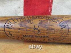 Vintage 1950s Hillerich Bradsby H&B Wood Baseball Bat No. 9 HOF George Kell 33