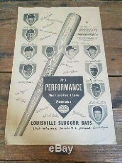 Vintage 1950s Louisville Slugger Bats Mantle Jackie Robinson Baseball Poster