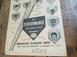 Vintage 1950s Louisville Slugger Bats Mantle Jackie Robinson Baseball Poster