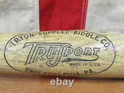 Vintage 1950s TruSport Wood Major League Baseball Bat Tryon Supplee Biddle 35