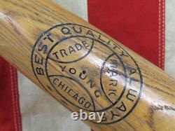 Vintage 1950s Young Wood Baseball Bat Official No. 298BB Chicago 33 Rare Co