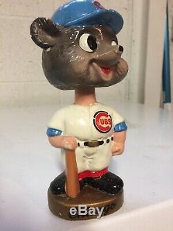 Vintage 1960's Chicago Cubs Bobblehead Mascot Gold Base with Bat