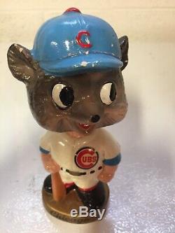 Vintage 1960's Chicago Cubs Bobblehead Mascot Gold Base with Bat