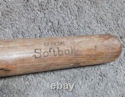 Vintage 1960s H&B 1309 Inscribed Wood Louisville Official Softball Baseball Bat