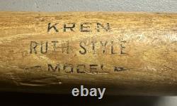 Vintage 1960s Kren Wood 111 Ruth Style Model 34 Baseball Bat. With Case