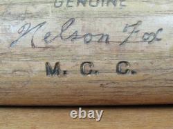 Vintage 1960s Louisville Slugger Wood Baseball Bat Nelson Fox 34 MCC College