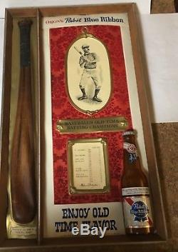 Vintage 1960s PABST Blue Ribbon Beer Baseball SIgn Home Run Baker Bat Ty Cobb