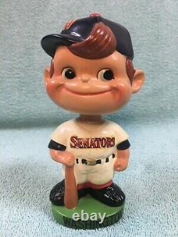 Vintage 1962 Washington Senators Bobble Head Nodder with Tilted Cap and Bat