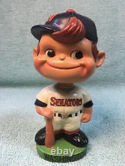 Vintage 1962 Washington Senators Bobble Head Nodder with Tilted Cap and Bat