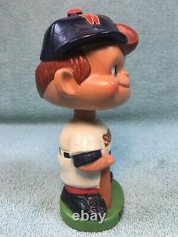 Vintage 1962 Washington Senators Bobble Head Nodder with Tilted Cap and Bat