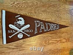 Vintage 1969 San Diego Padres Brown Friar Pennant with Crossed Baseball Bats Rare