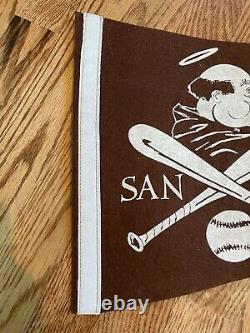 Vintage 1969 San Diego Padres Brown Friar Pennant with Crossed Baseball Bats Rare