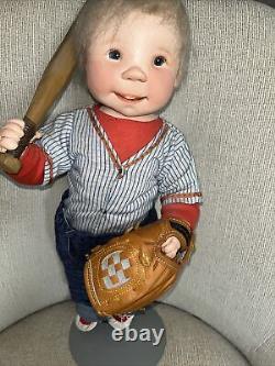 Vintage 1980s Dianne Dengel Doll Boy With Baseball Bat And Mitt 17