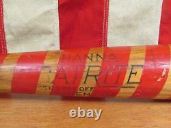 Vintage 50s Hanna Batrite Wood Striped Baseball Bat Ed Mathews On Deck Weighted