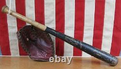 Vintage Adirondack Baseball Bat with Varsity Leather Glove Both Gil Hodges Dodgers