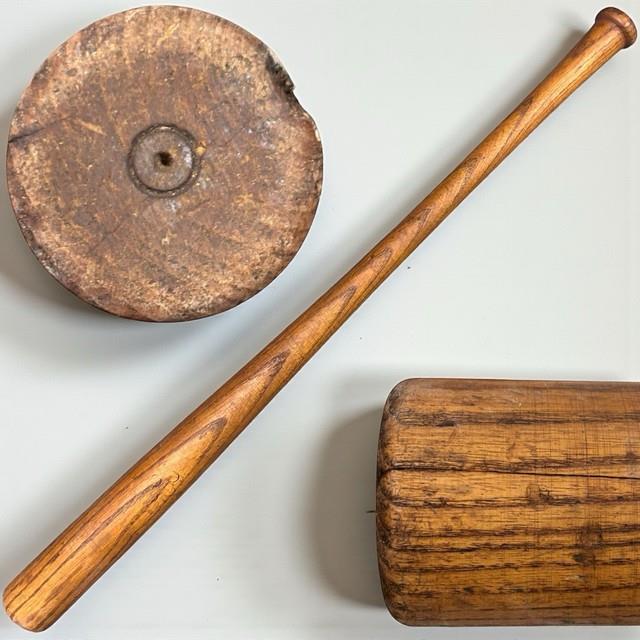 Vintage Antique Flat End Top Cork Wood Baseball Bat Old Mlb