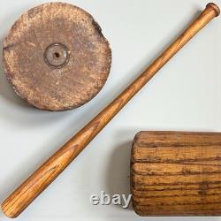 Vintage Antique Flat End Top Cork Wood Baseball Bat Old MLB