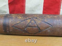Vintage Antique Wood Baseball Bat Diamond A Mark Handcrafted 9 Ring 32 1900s