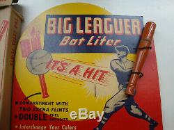 Vintage BASEBALL Bat Figural Cigarette Lighter Enamel BIG LEAGUER Store Display