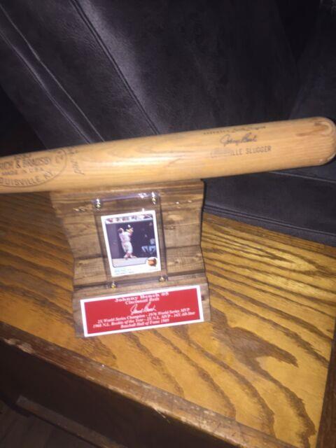 Vintage Baseball Bat Johnny Bench Cincinnati Reds, With Card, Stand