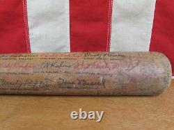 Vintage Baseball Bat Wood withHall Of Fame Players Signature Marks 35 Folk Art