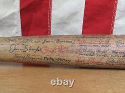 Vintage Baseball Bat Wood withHall Of Fame Players Signature Marks 35 Folk Art