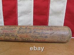 Vintage Baseball Bat Wood withHall Of Fame Players Signature Marks 35 Folk Art