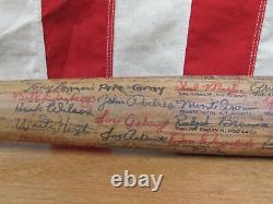 Vintage Baseball Bat Wood withHall Of Fame Players Signature Marks 35 Folk Art