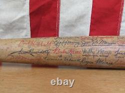 Vintage Baseball Bat Wood withHall Of Fame Players Signature Marks 35 Folk Art