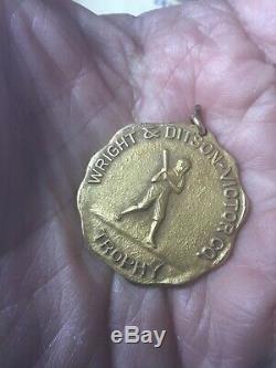 Vintage Baseball Circa 1920 WRIGHT & DITSON VICTOR Gold Filled Medal Trophy