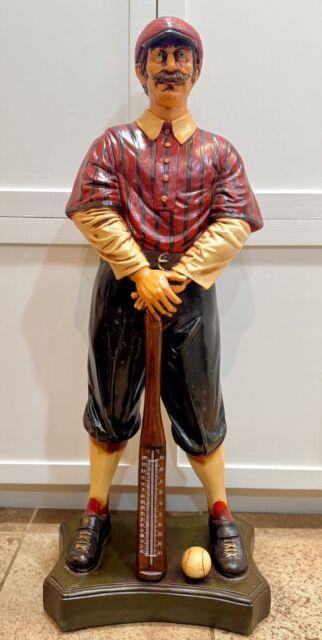 Vintage Baseball Player Bat Thermometer Statue