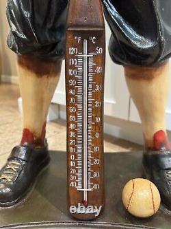 Vintage Baseball Player Bat Thermometer Statue