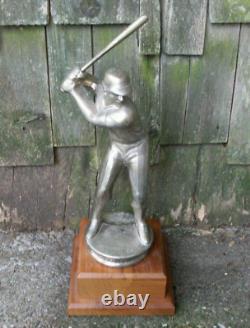 Vintage Baseball Trophy Award Bronze Metal Batter Batting Hitter At Bat 15 Tall