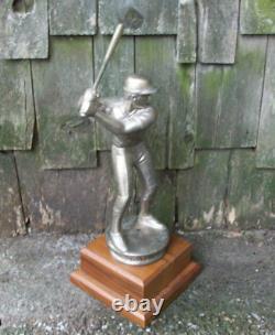 Vintage Baseball Trophy Award Bronze Metal Batter Batting Hitter At Bat 15 Tall