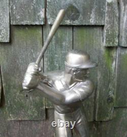 Vintage Baseball Trophy Award Bronze Metal Batter Batting Hitter At Bat 15 Tall