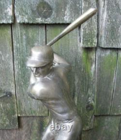 Vintage Baseball Trophy Award Bronze Metal Batter Batting Hitter At Bat 15 Tall