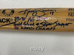 Vintage Blue Jays Kelly Gruber Game Used Baseball Bat Auto Signed Inscriptions