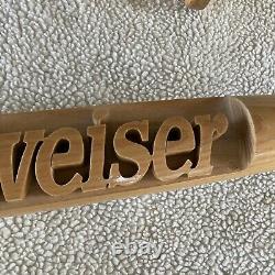 Vintage Budweiser Wood Carved Baseball Bat Bar Display 35 Rare