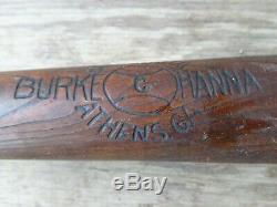 Vintage Burke Hanna Wood Baseball Bat Columbia Model Hanna Mfg Co. 34 Athens, GA