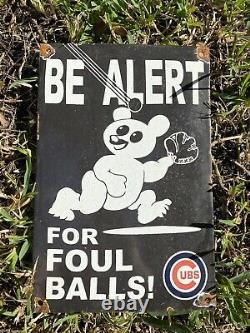 Vintage Chicago Cubs Porcelain Rare Baseball Sport Foul Ball Bat Gas Oil Sign