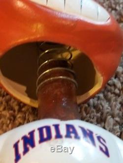 Vintage Cleveland Indians Chief Wahoo Bobblehead Nodder Green Base with Bat