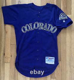 Vintage Colorado Rockies Authentic Game-Worn Baseball Bat Boy Jersey 42 Rare 90s