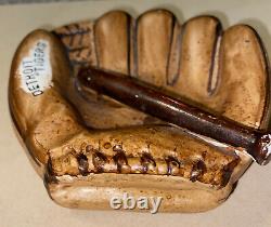 Vintage Detroit Tigers Ceramic Baseball Glove and Bat Tray