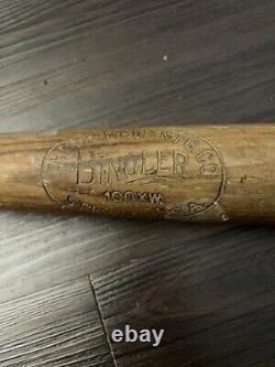Vintage Diamond Mfg. Co. Bingler 100 XW Wooden Baseball Bat St Louis USA Made