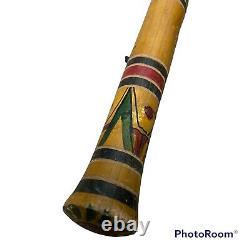 Vintage Folk Art Acapulco Mexico Colorful Carved Wood Baseball Bat