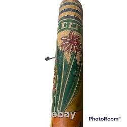 Vintage Folk Art Acapulco Mexico Colorful Carved Wood Baseball Bat