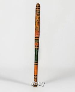 Vintage Folk Art Carved Wood Baseball Bat Acapulco Mexico 1970s Rare